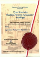 Tytuł Strażnika Wielkiej Pieczęci Aptekarstwa Polskiego dla Prezesa Wiktora Napióry