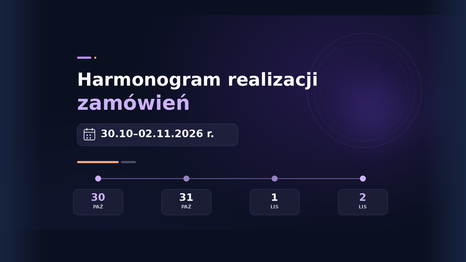 Harmonogram realizacji zamówień w okresie 30.10-02.11.2026 r.