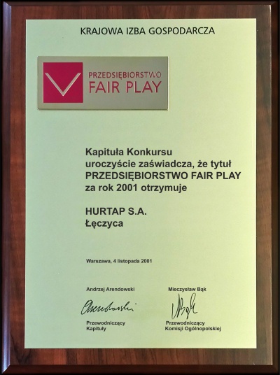 Tytuł Przedsiębiorstwo Fair Play 2001